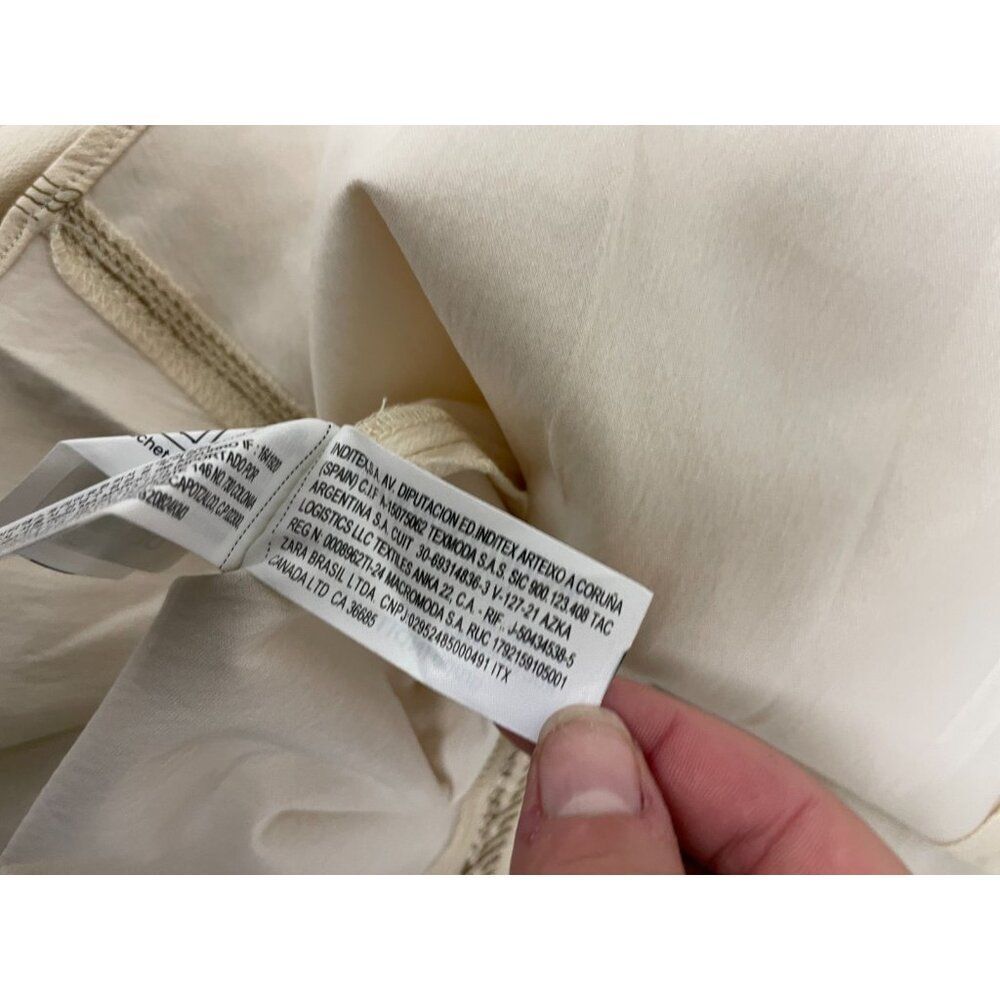 Zara Womens Mini Dress Large Ecru Cream Polo Collared Topstitch 8795/653 NWT - Picture 9 of 16